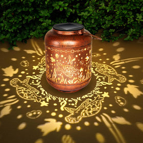 GOTOME Sea Turtle Lantern glows softly, enhancing garden decor after sunset.
