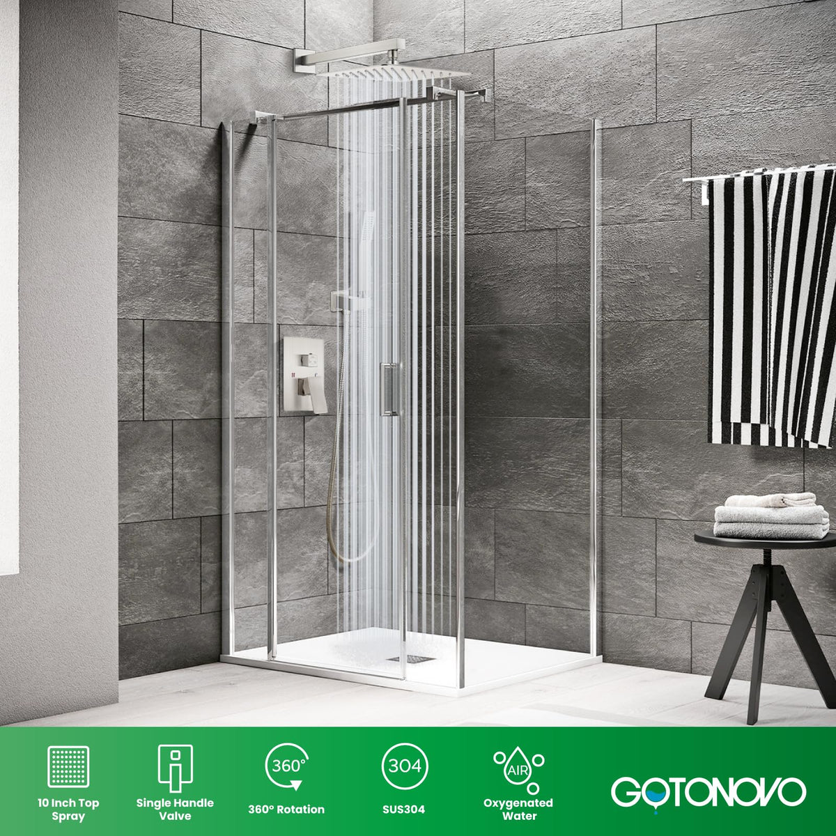 gotonovo 14-inch shower arm positions head for even water distribution