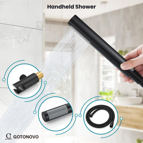 Gotonovo 14-inch shower arm extends reach for comfortable overhead spray.