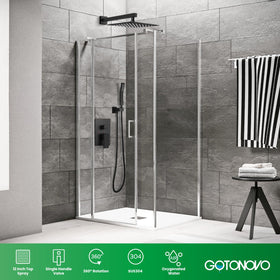 Gotonovo 16-inch shower arm extends the rain head reach.