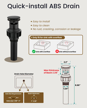 Gotonovo anti-clog drain aids smooth maintenance and longevity.