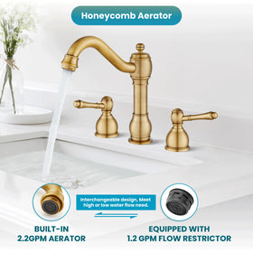 gotonovo antique brass faucet 3-hole deck mount suitable for 3-hole bath setups.
