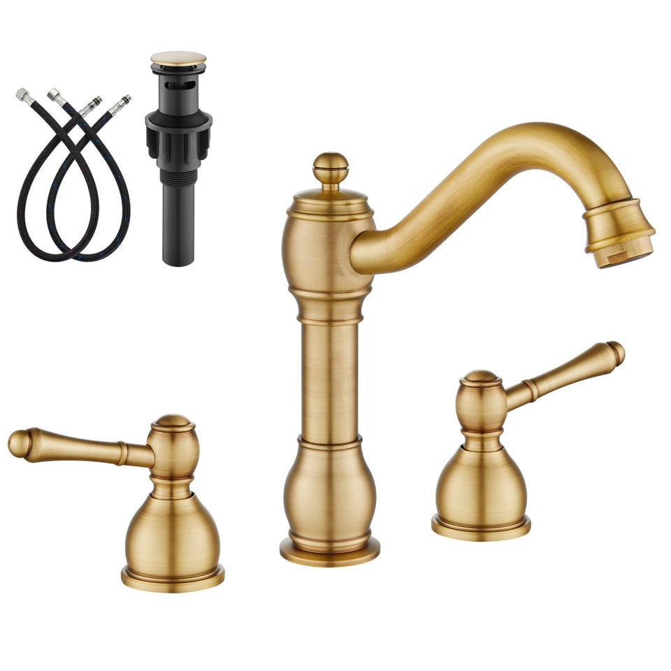 gotonovo antique brass faucet angle view showcasing timeless design for bathroom elegance.