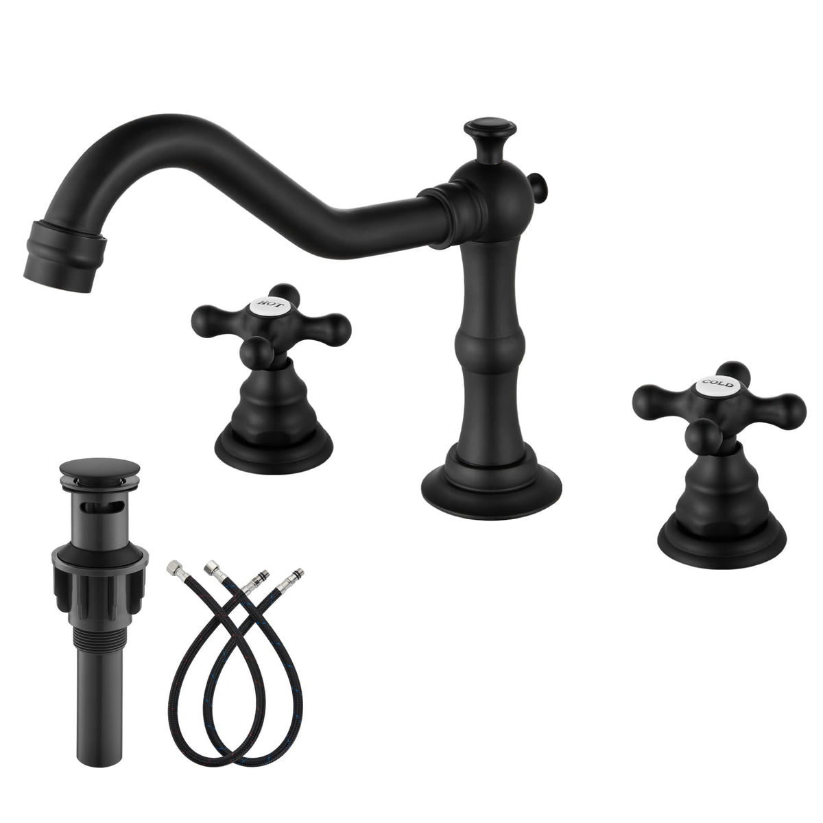 gotonovo bathroom faucet 8-inch widespread matte black body for durable daily use.