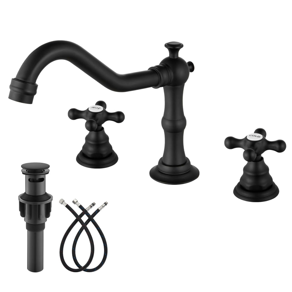 gotonovo bathroom faucet 8-inch widespread matte black body for durable daily use.