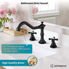 gotonovo bathroom faucet cross handles close-up showing precise temperature control.