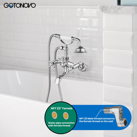 gotonovo clawfoot tub faucet 1-2in-npt-adapter for plumbing compatibility