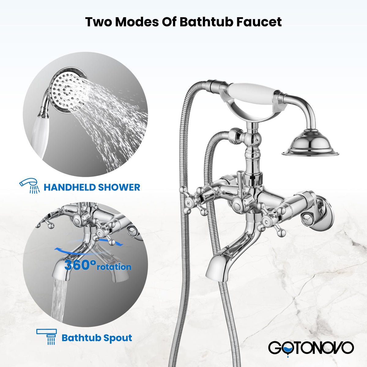 gotonovo clawfoot tub faucet wall-or-tub-mount for versatile installation