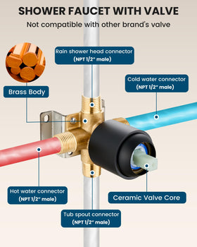 Gotonovo diverter knob switches smoothly between shower head and tub spout.