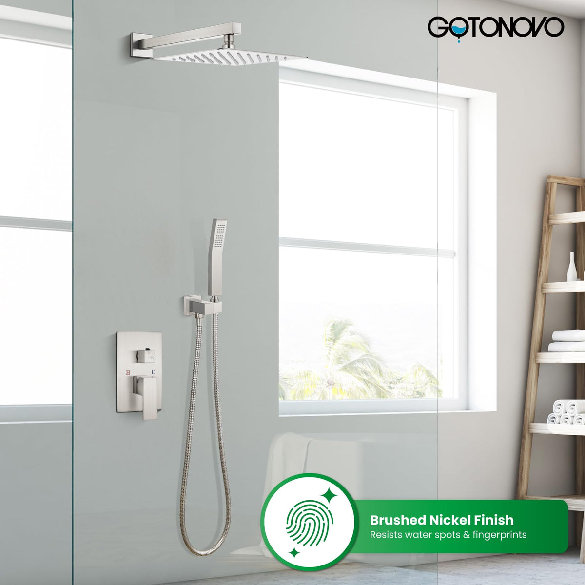 gotonovo dual shower system with handheld enables flexible bathing options