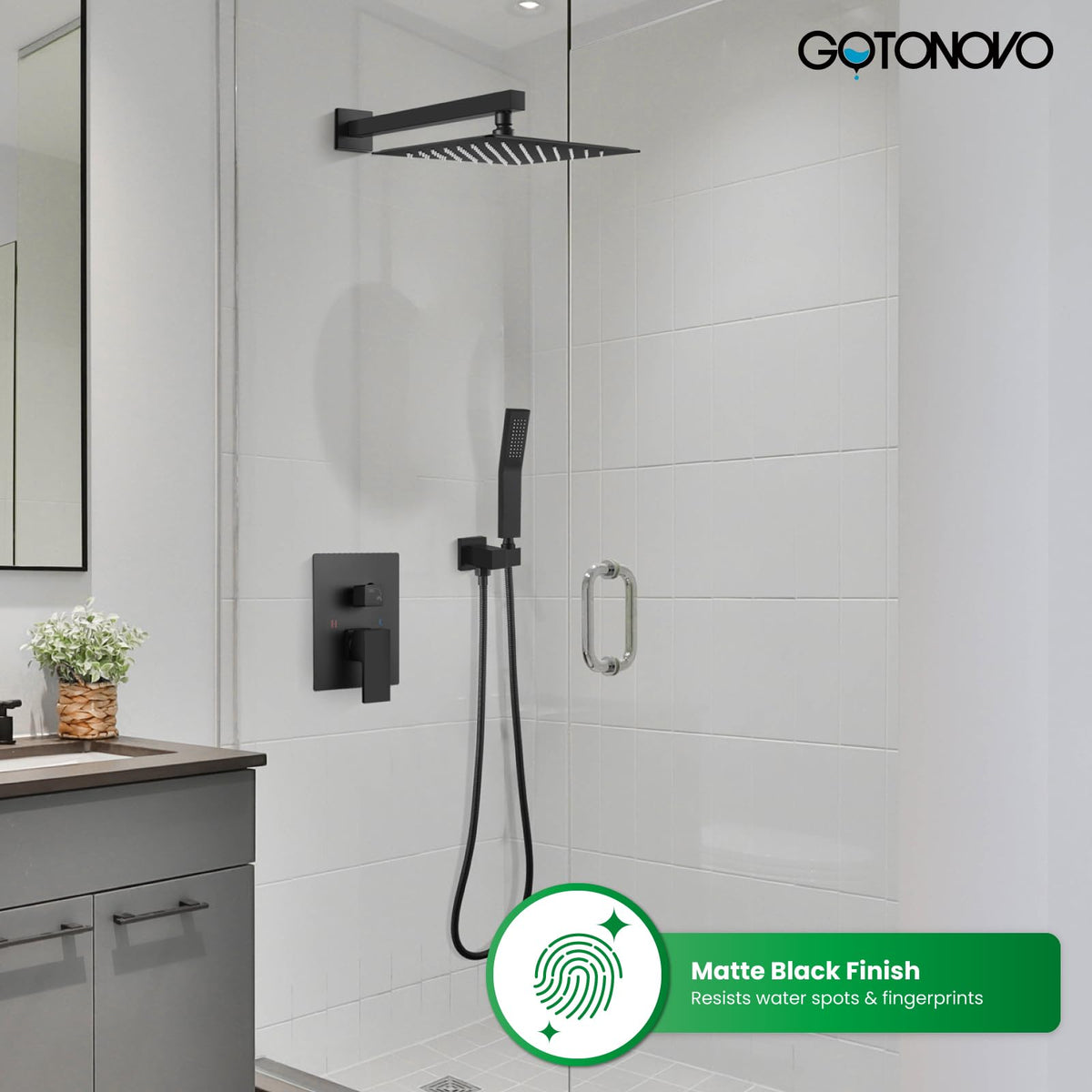 Gotonovo handheld shower offers flexible rinsing for targeted cleaning.