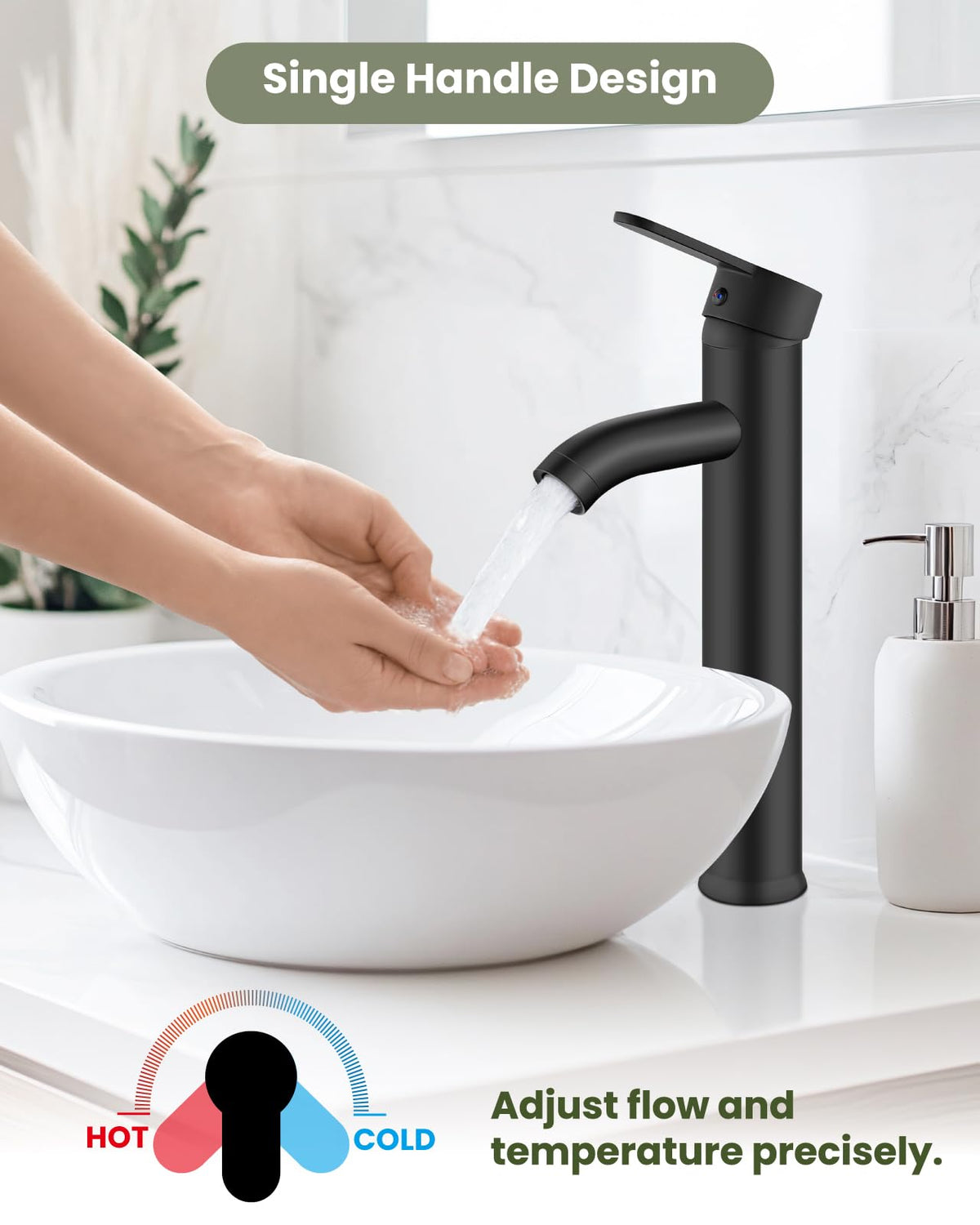 gotonovo matte-black-finish close-up emphasizes contemporary bathroom aesthetic.