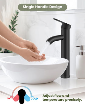 gotonovo matte-black-finish close-up emphasizes contemporary bathroom aesthetic.