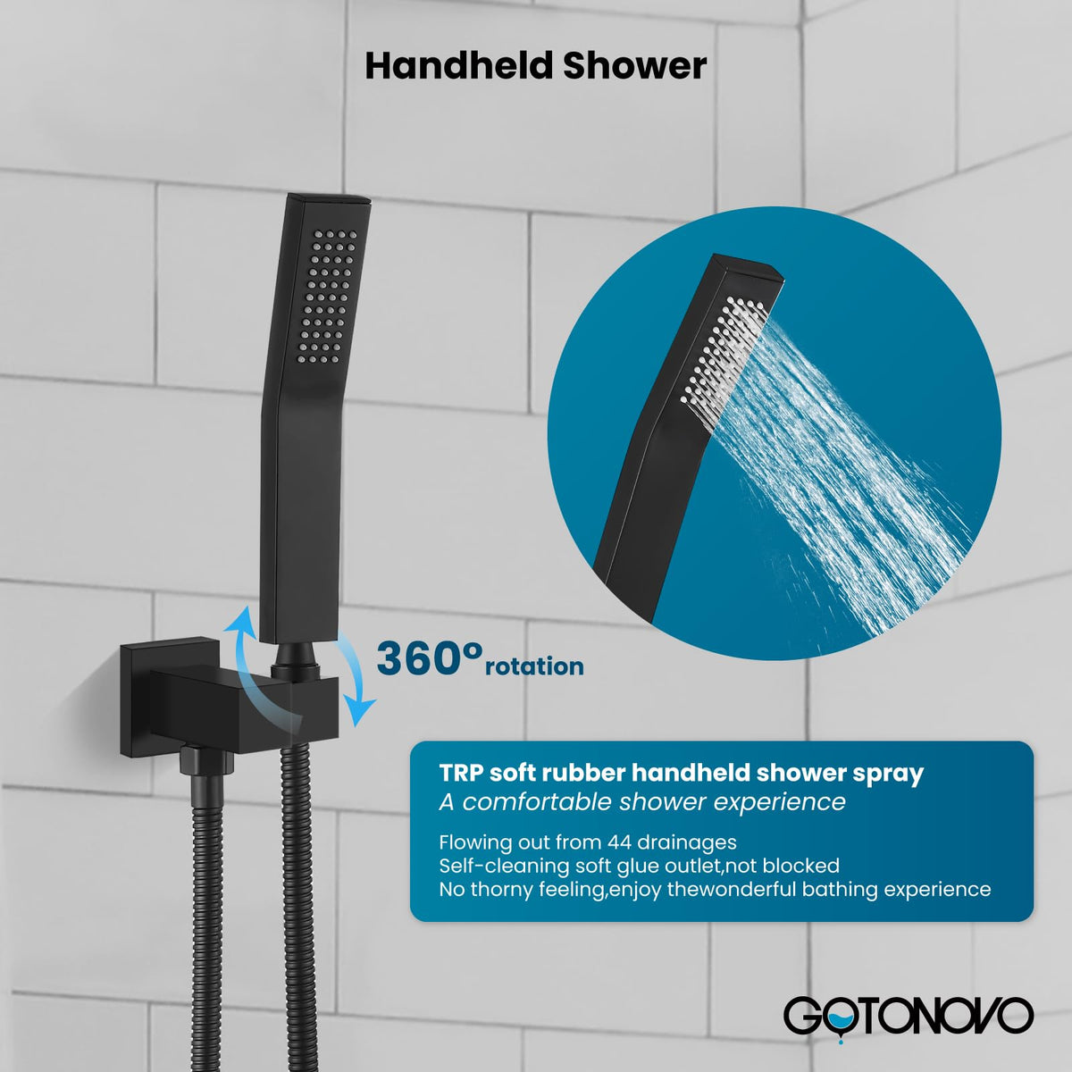gotonovo 59-inch shower hose enables easy reach and thorough cleaning