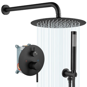 Gotonovo 10-inch round rainfall showerhead for spacious, spa-like water coverage.
