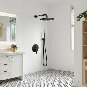 Gotonovo wall-mounted faucet set with matte black finish for durable bathroom upgrade.