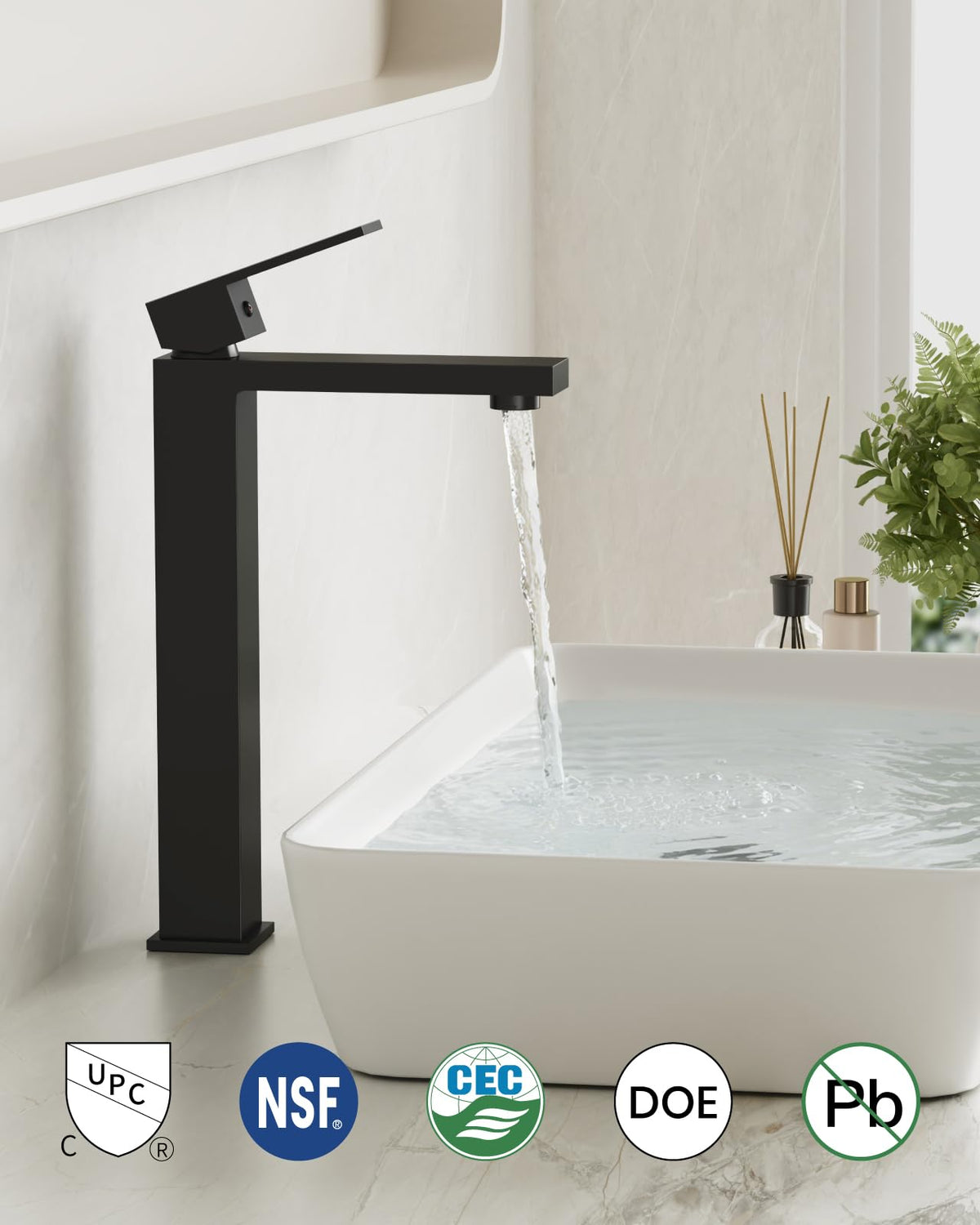 Gotonovo single-handle bathroom faucet close-up shows ergonomic control.