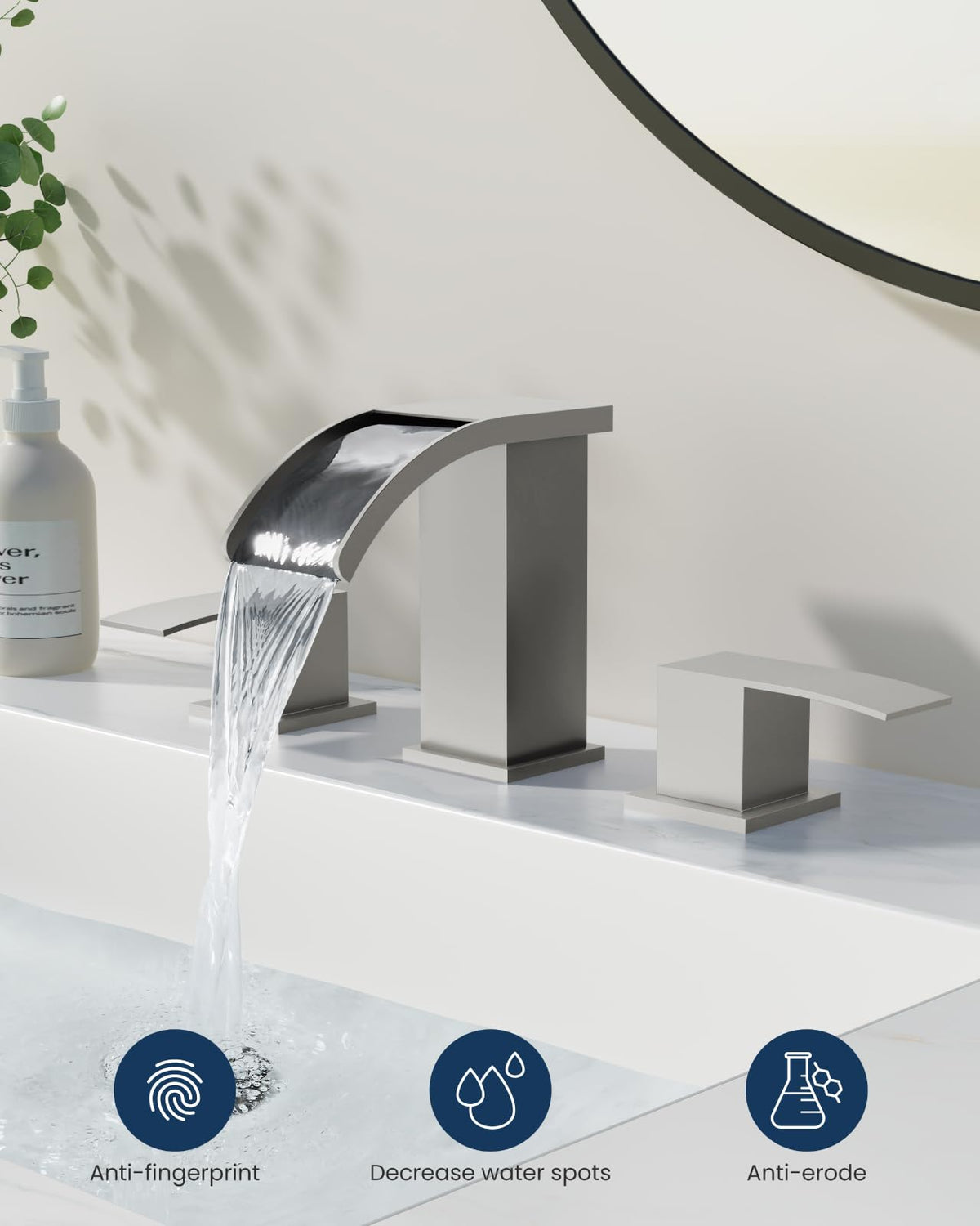 Gotonovo square body brushed nickel faucet emphasizes modern style and durable construction.