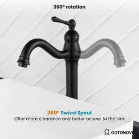 Gotonovo 1-hole installation compatible faucet with included supply hoses and drain