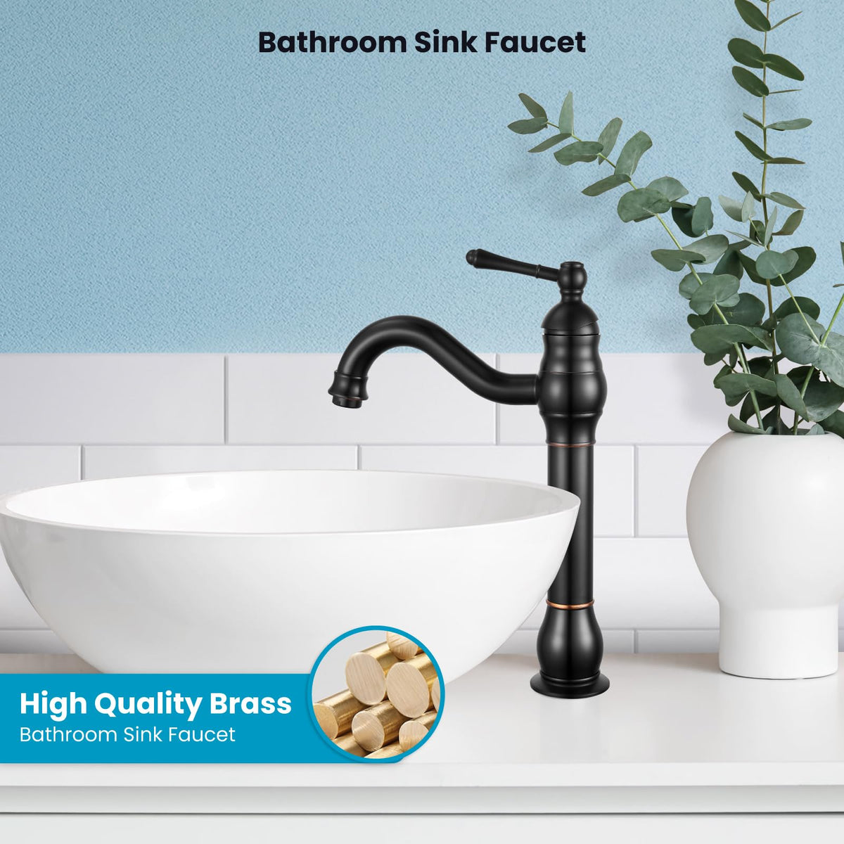 Gotonovo vessel sink faucet in oil rubbed bronze finish resists fingerprints.