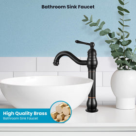 Gotonovo vessel sink faucet in oil rubbed bronze finish resists fingerprints.