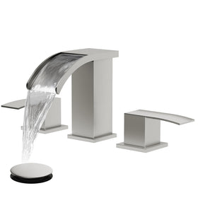 Gotonovo waterfall 8-inch wide-spread faucet in brushed nickel for smooth, splash-free water flow.
