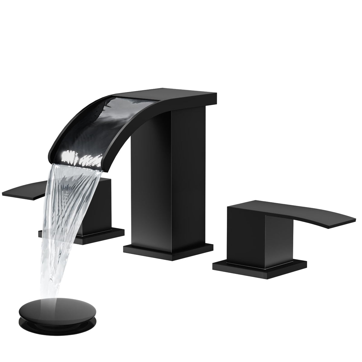 Gotonovo waterfall 8in wide faucet offers smooth, splash-free flow for a modern bathroom.