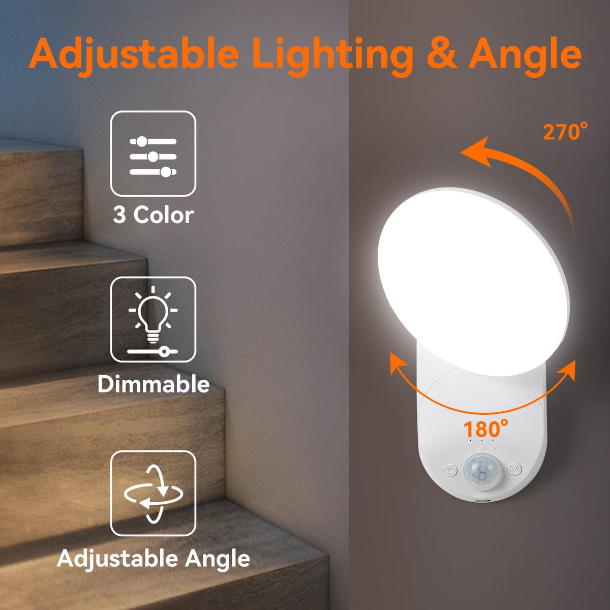 Gotopceed adjustable lighting angle closet light adjusting brightness and direction.