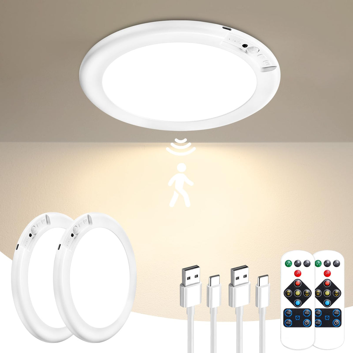Gotopceed rechargeable motion sensor ceiling light with USB power and long runtime.