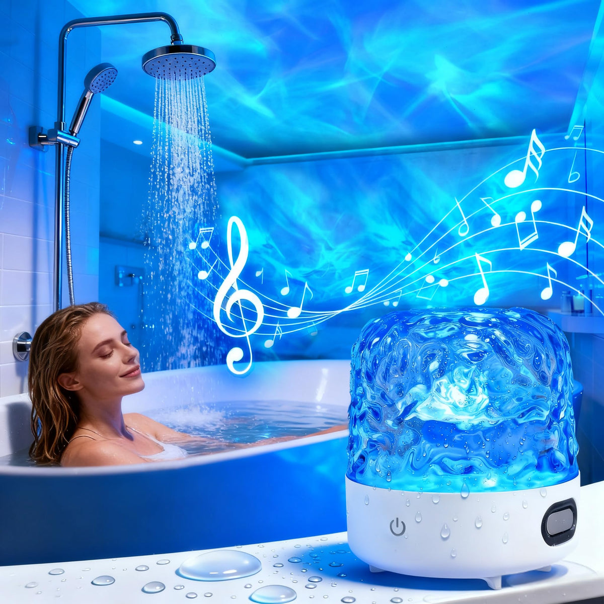 Gotopceed shower light bluetooth speaker enhances showers with wireless music and ambiance.