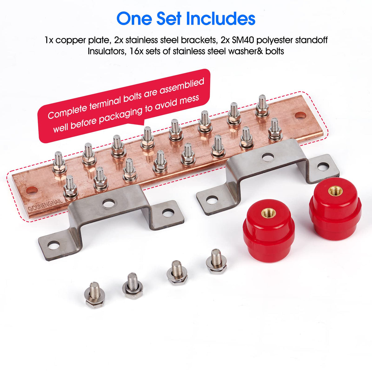 GOUNENGNAIL ground bar brackets provide sturdy mounting in control panels.