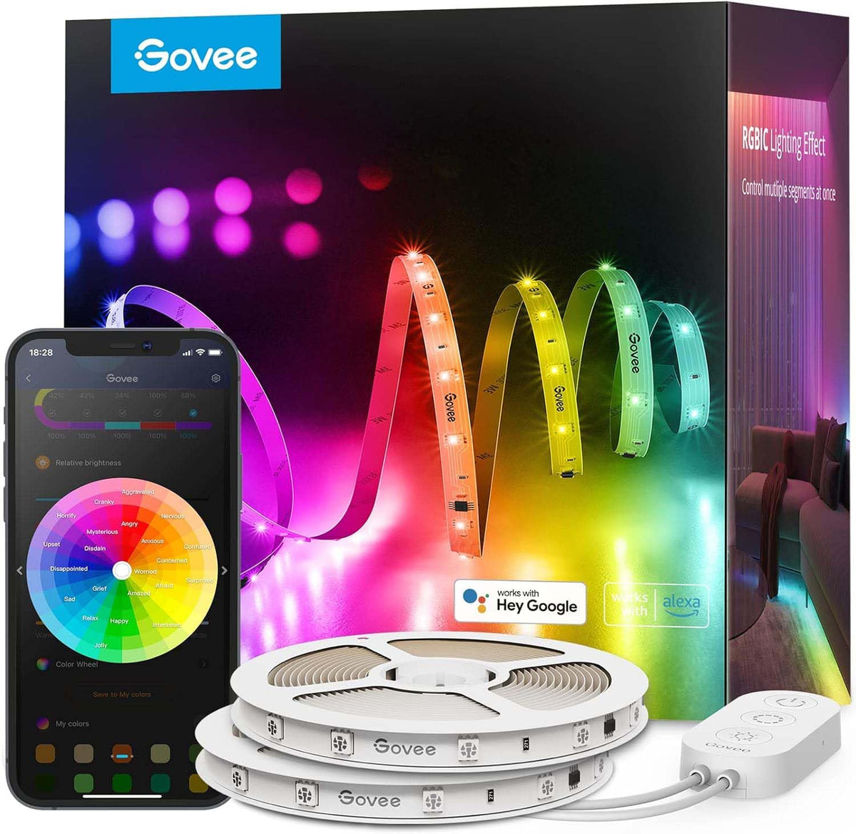 Govee 100ft RGBIC LED strip lights for vibrant room decor