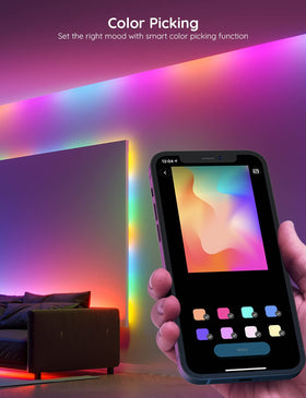 Govee scene modes create ambiance for dinners and movies.