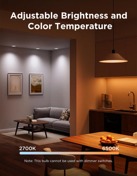 Govee BR30 bulbs in bedroom creating warm to cool ambiance