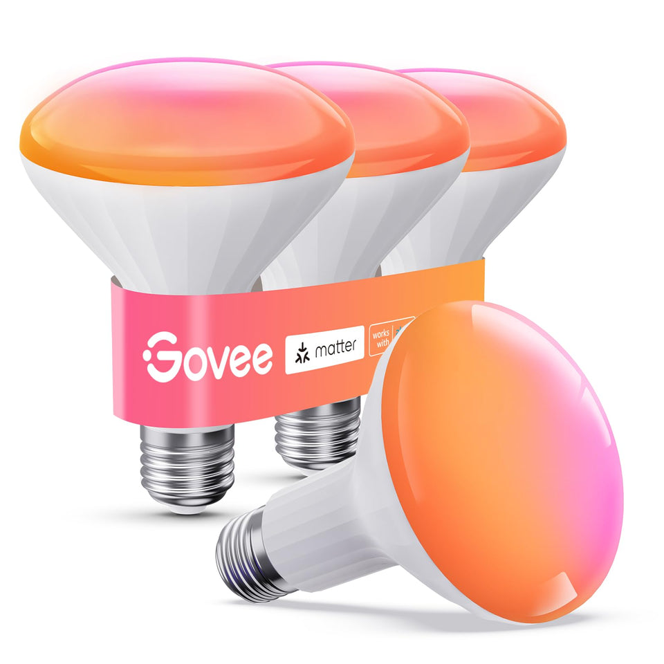 Govee BR30 pack shot showing RGBWW color options for any room