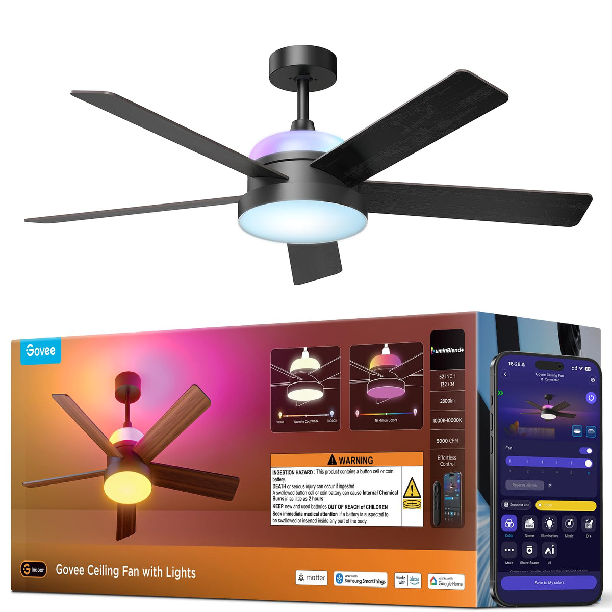 Govee ceiling fan main light for bright, task-ready illumination