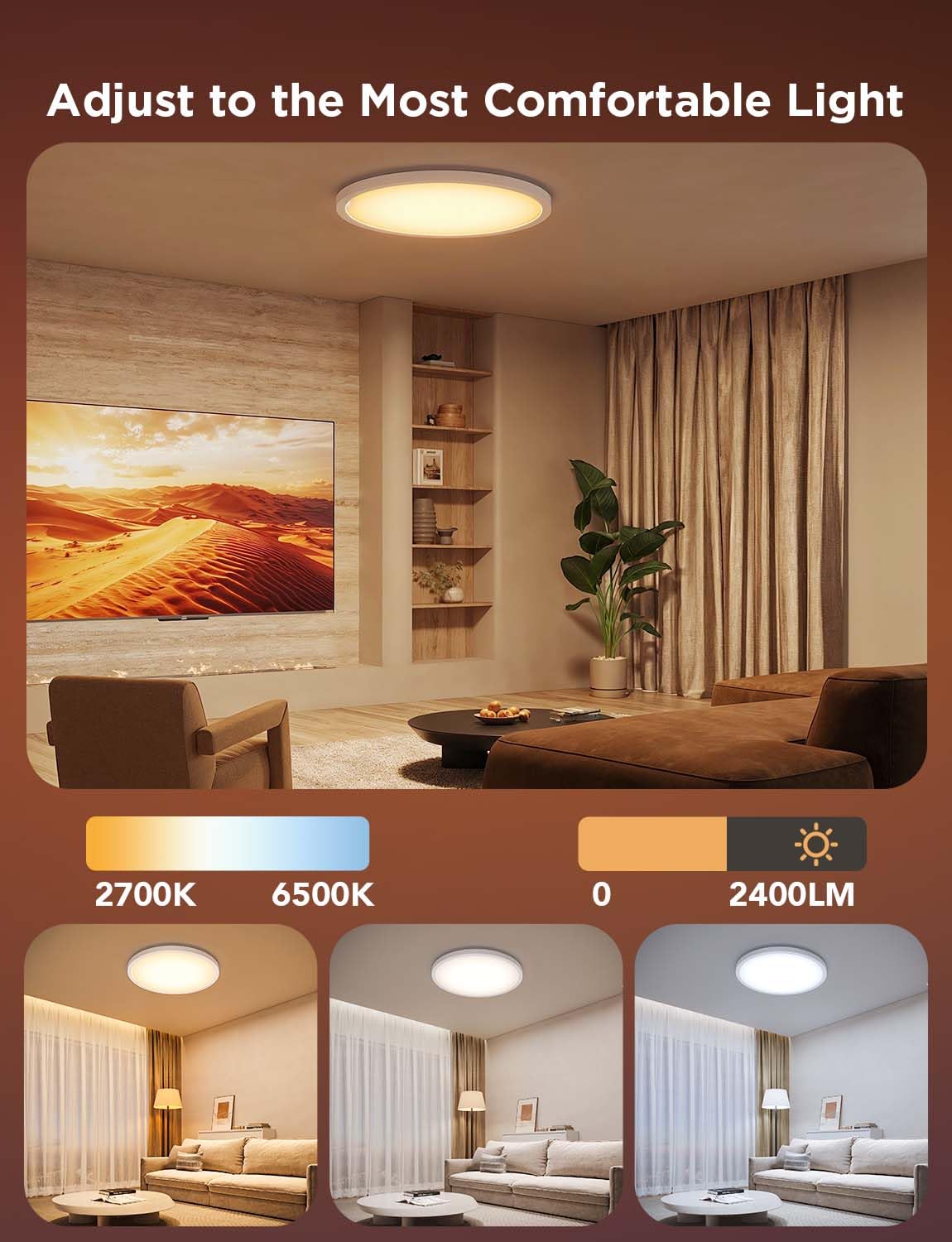 Govee ceiling light delivers up to 2400 lumens for bright tasks.