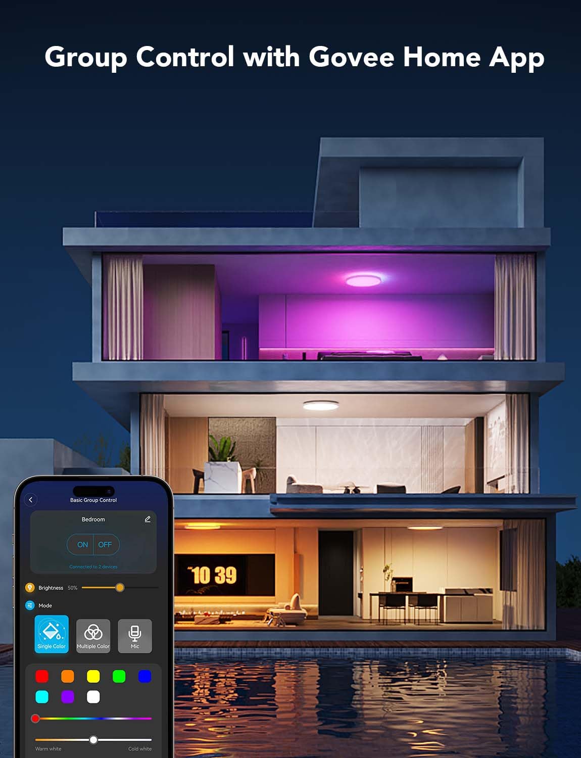 Govee ceiling light provides 71 scene modes for customization.