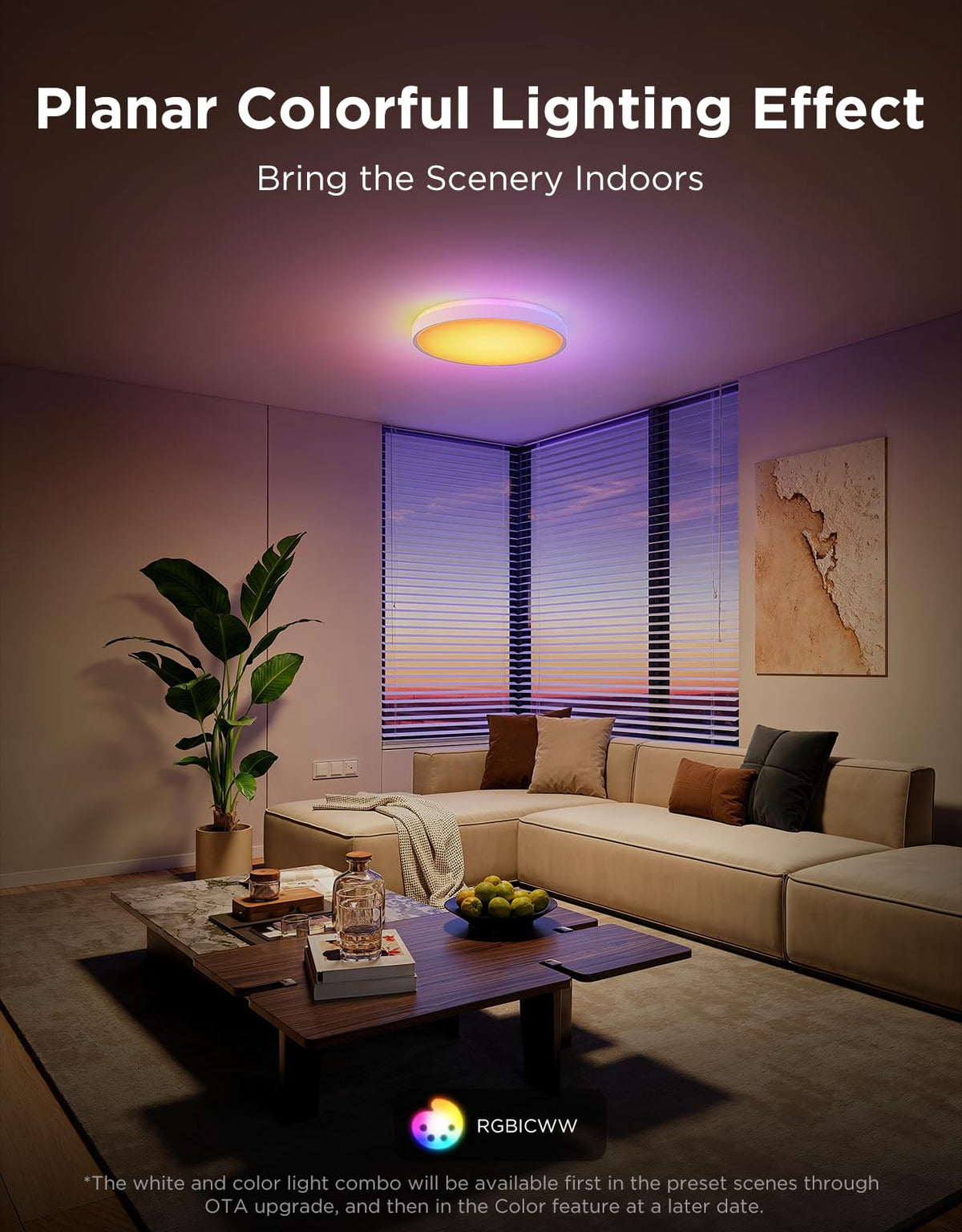 Govee ceiling light planar coloring with 121 segments creates dynamic hues.