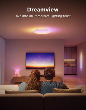 Govee ceiling light in a minimal white round design elevates a modern room.