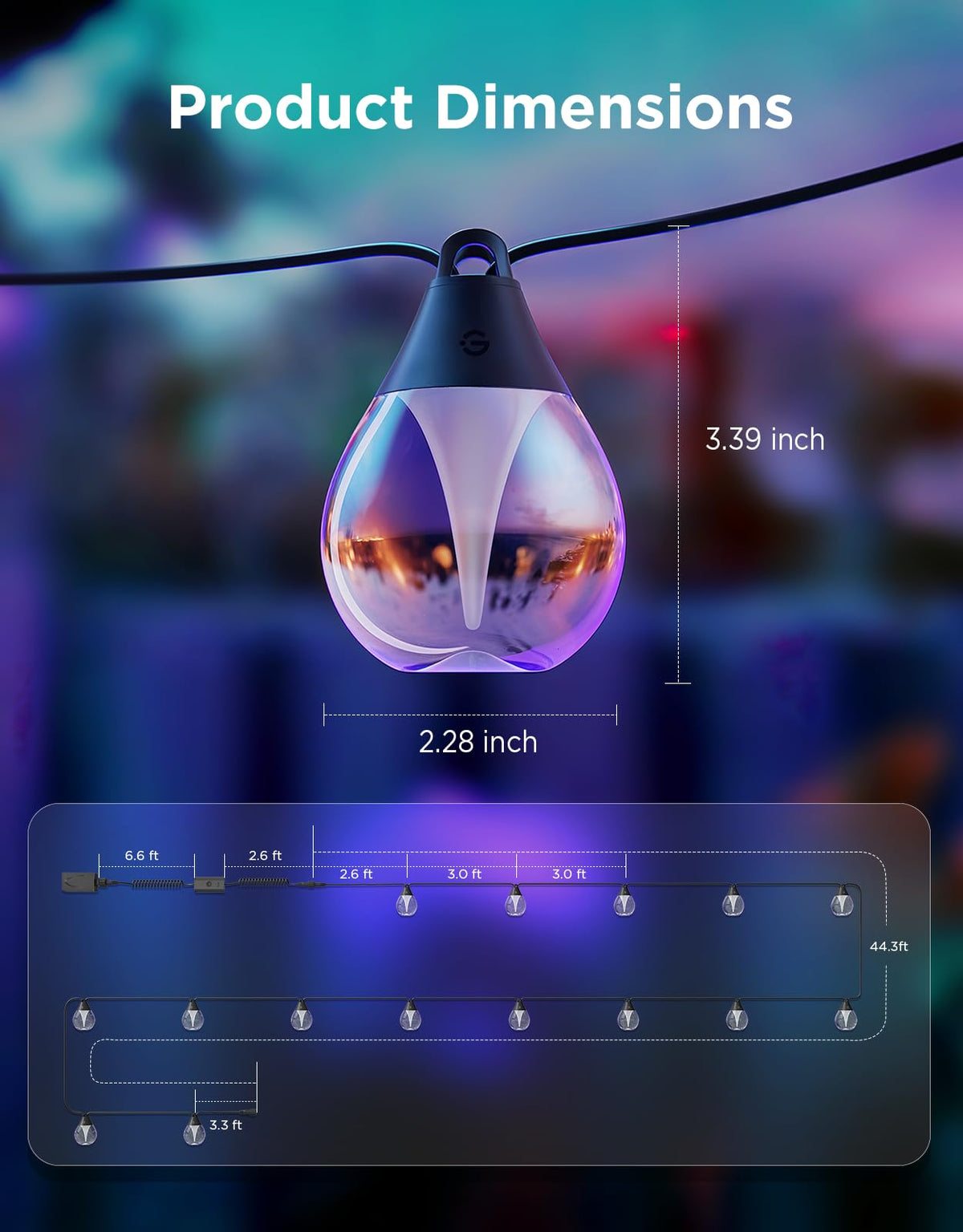 Govee Clear Bulb quick setup clips simplify mounting on walls, fences, or trees.