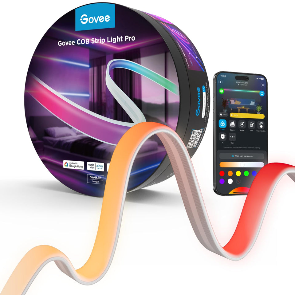Govee COB LED Strip Light Pro with adhesive back for easy wall installation.
