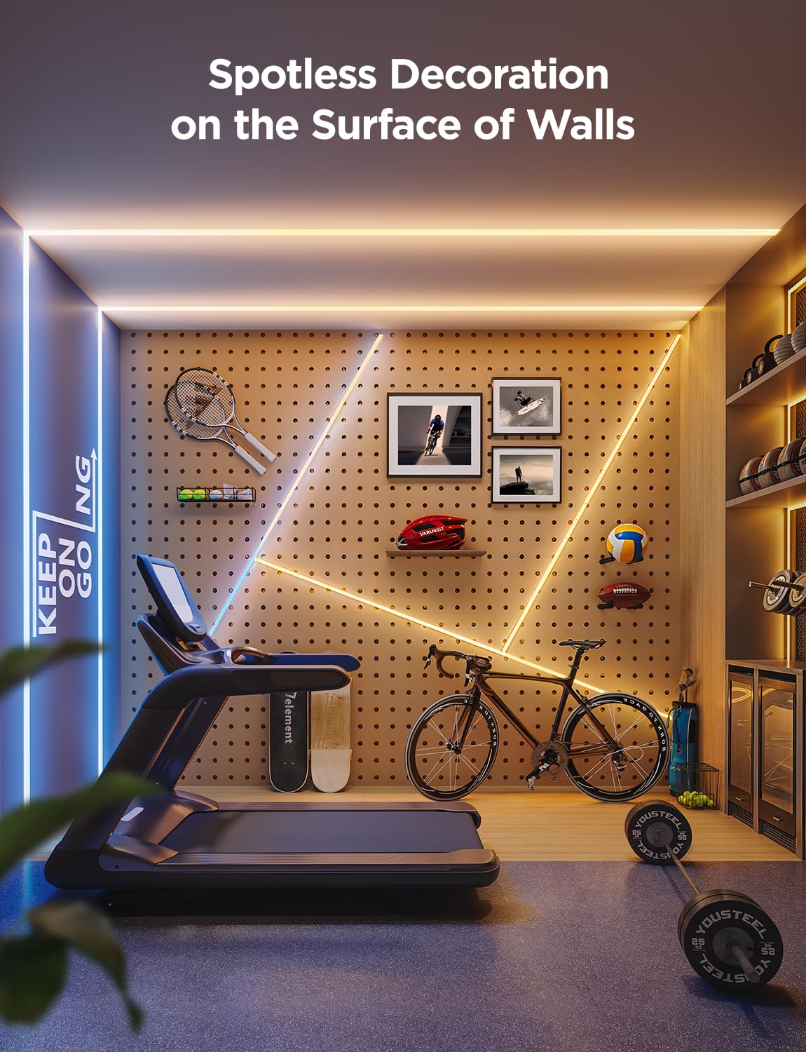 Govee COB LED Strip Pro adhesive backing for easy install.