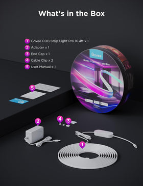 Govee COB LED Strip Pro 16.4 ft of flexible lighting for cabinets.
