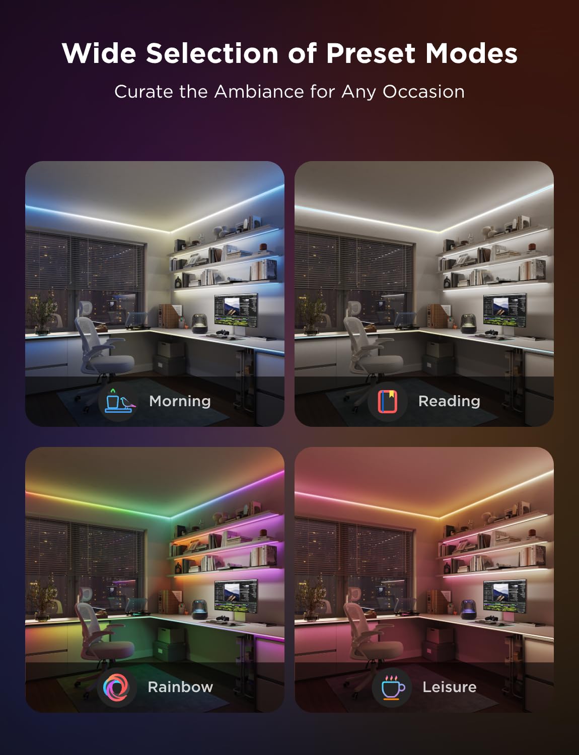 Govee COB LED Strip Pro RGBICW offers color changing with warm white.