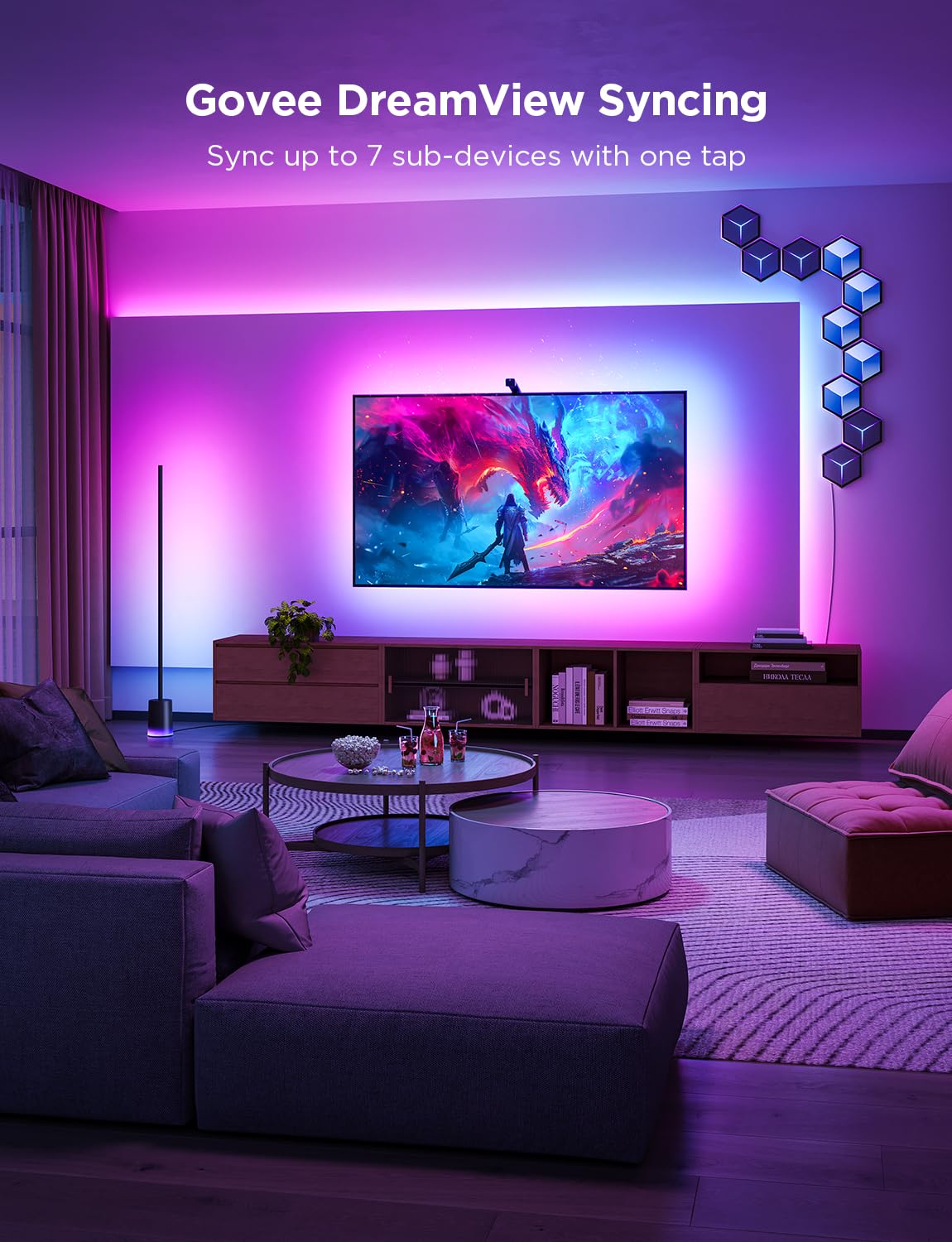 Govee DreamView with 360° immersion for synchronized home lighting.