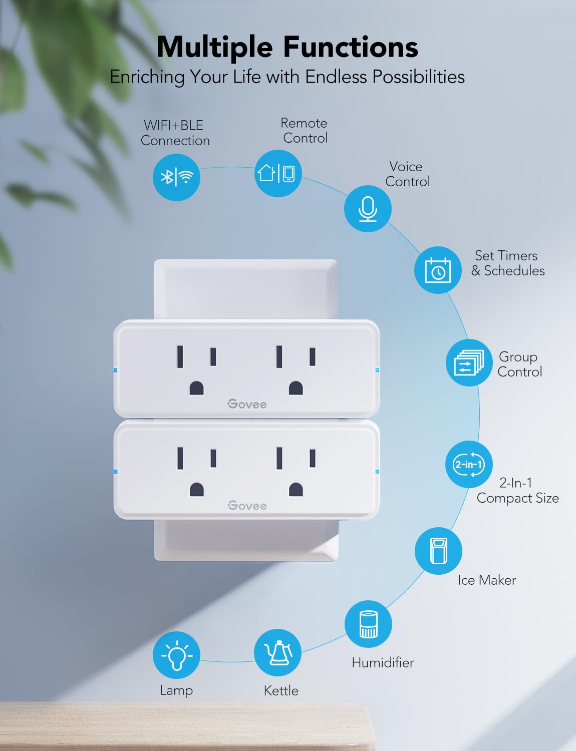 Govee Dual Smart Plug can be controlled via WiFi and Bluetooth