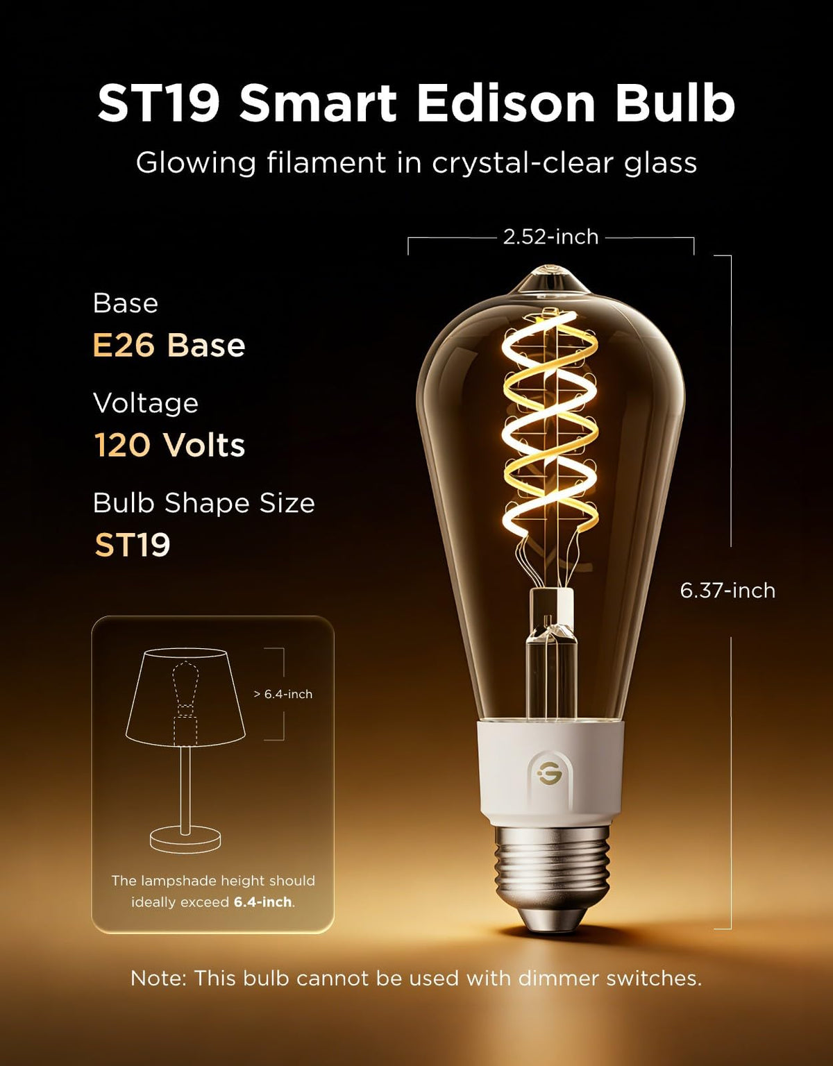 Govee Edison bulbs with spiral filament visible for stylish living room lighting