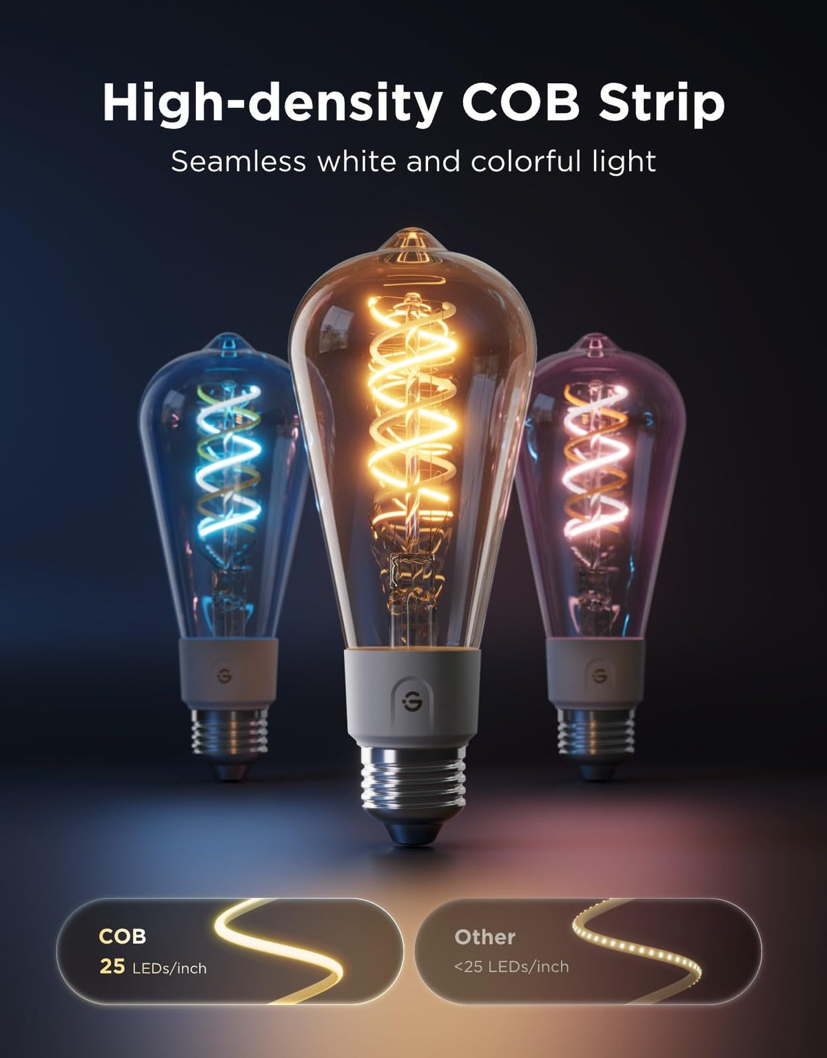 Govee Edison bulbs tunable white range from warm to cool light
