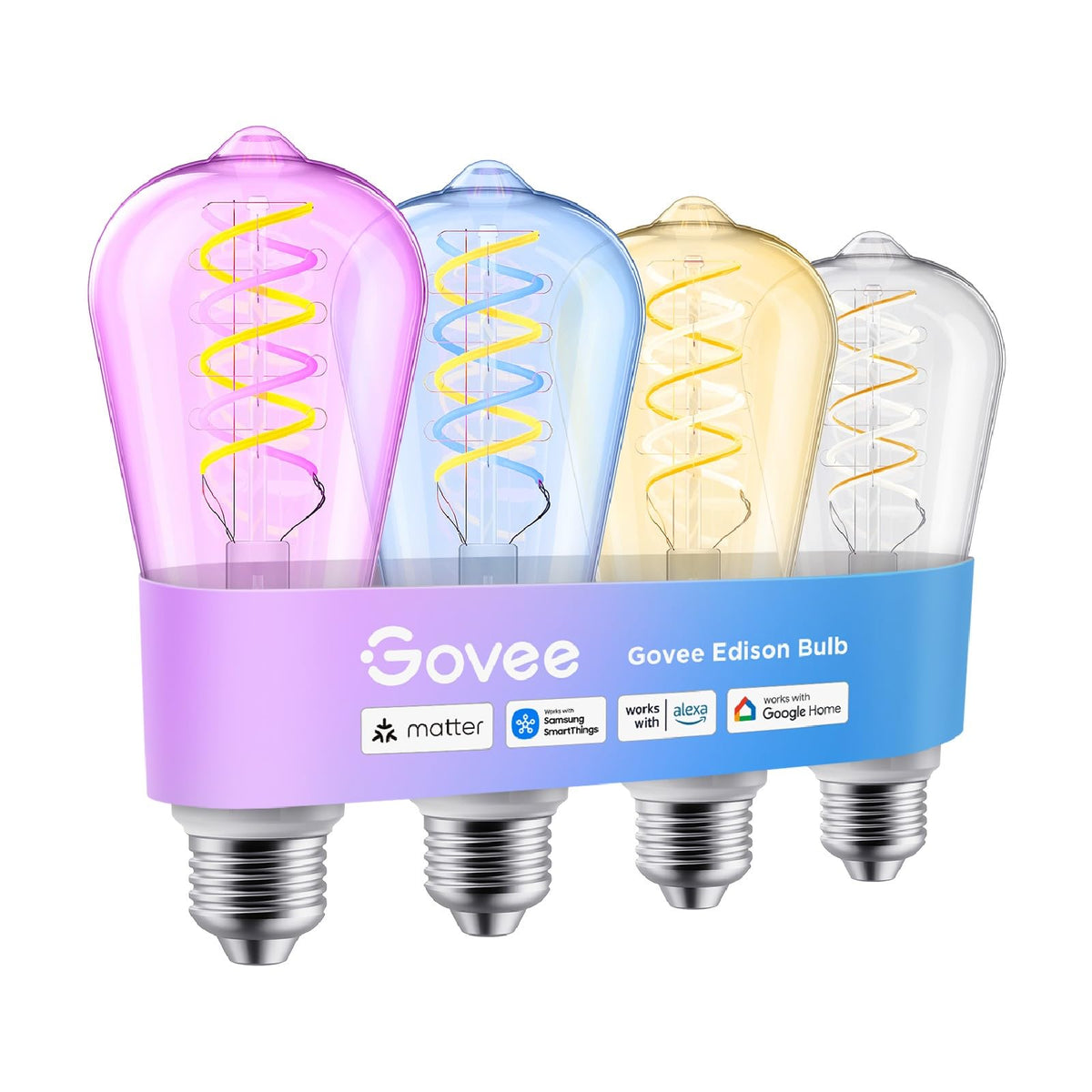 Govee Edison bulbs with vintage filament in clear glass for warm retro ambiance